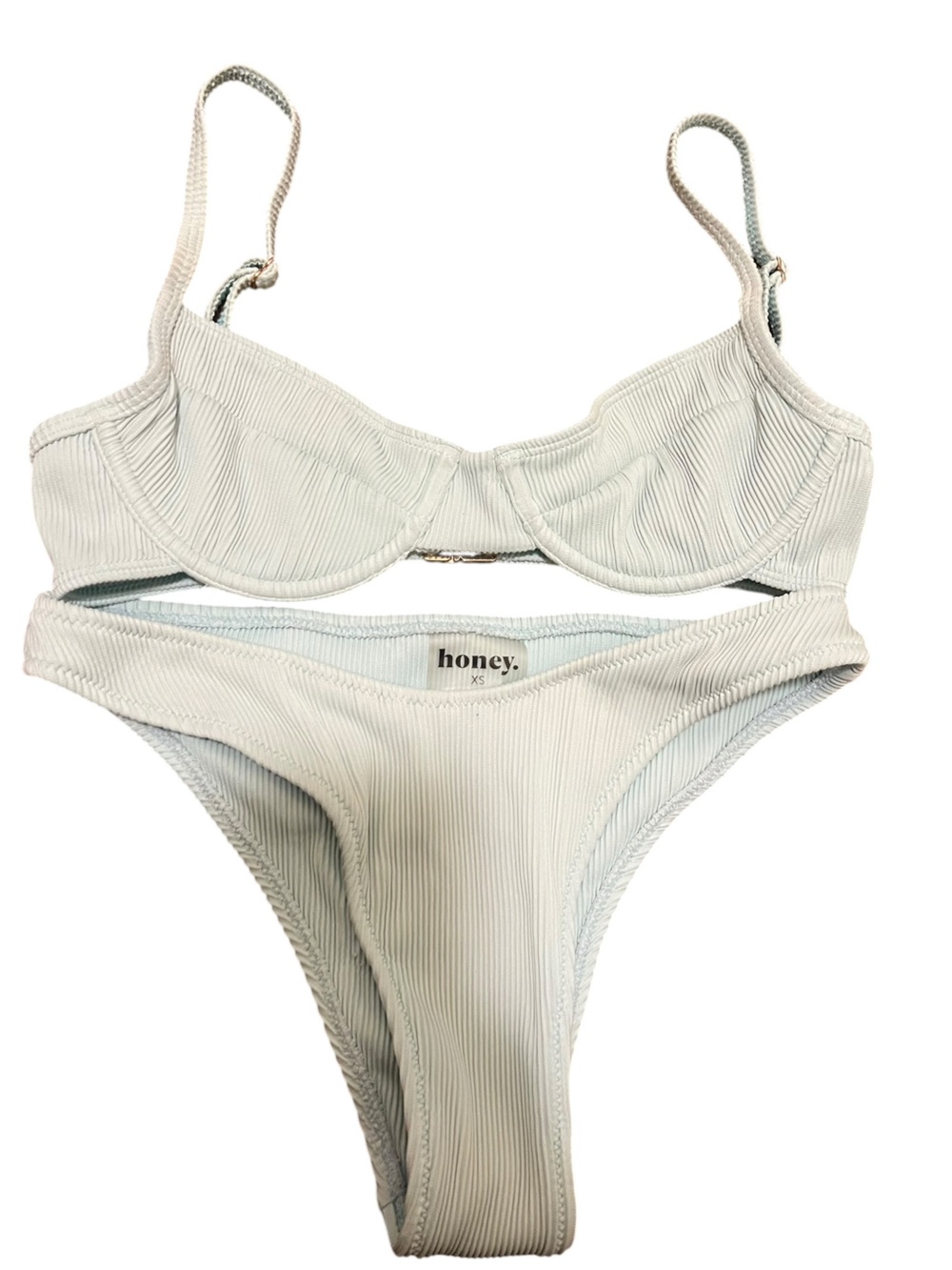 Honey Ribbed Light blue Bikini Set - Women Swim Bikinis
